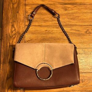 Purple and grey suede purse